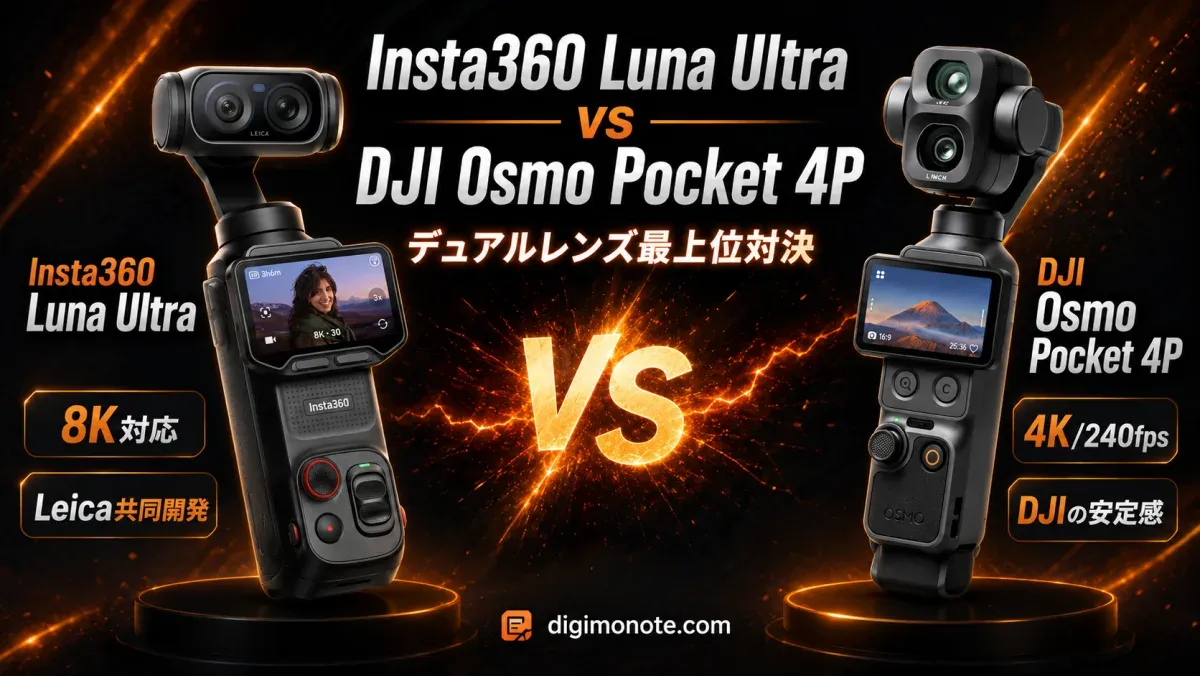 Insta360 Luna UltraとDJI Osmo Pocket 4Pを比較！デュアルレンズ最上位対決