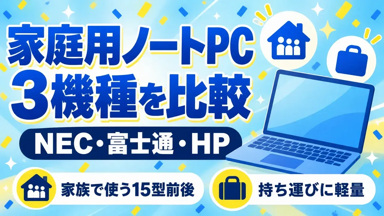 家庭用ノートPCを選ぶなら NEC・富士通・HPの3機種を用途別に比較