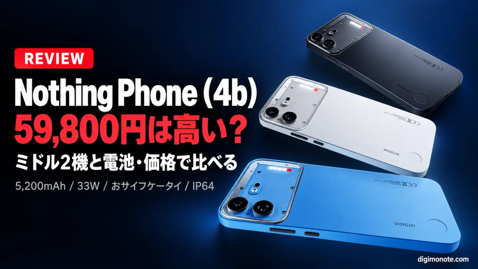 Nothing Phone (4b)レビュー 59,800円は高いのかミドル2機と比べる