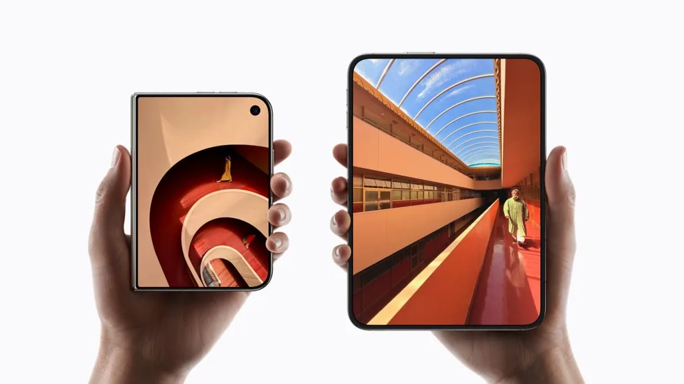 iPhone Duoのインナーディスプレイとアウターディスプレイのサイズ比較
